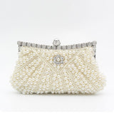 Pearl and crystals clutch in Ivory