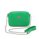 Crystal leather bee bag in Spring Green