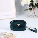 Genuine Leather Bag In Shimmery Emerald Green