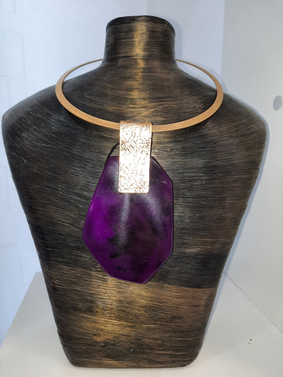 Purple Stone Statement Necklace