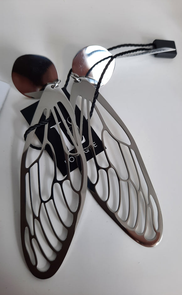 Silver Wing Drop Earrings