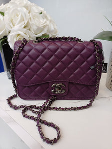Plum Quilted Messenger Bag