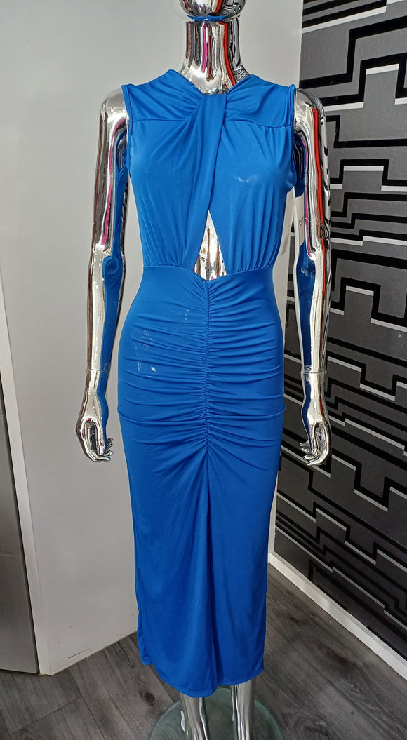 Blue Cut Out Bodycon Dress