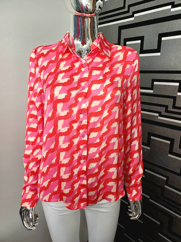 Pink/red print blouse