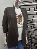 Black ruched sleeve blazer