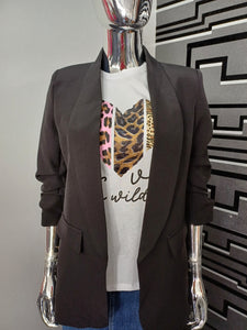 Black ruched sleeve blazer