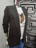 Black ruched sleeve blazer