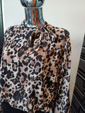 Leopard Tie Neck Blouse