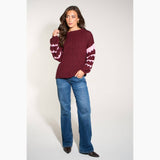 Striped Sleeve Italian Wool Blend Jumper in Berry/Fuchsia