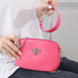 Crystal leather bee bag in Fuchsia