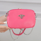 Crystal leather bee bag in Fuchsia