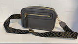 Grey Two Zip Crossbody Bag