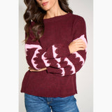 Striped Sleeve Italian Wool Blend Jumper in Berry/Fuchsia