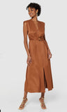 CLOSET LONDON BROWN MIDI A-LINE DRESS