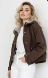 Short hooded Chocolate Brown Trench Jacket