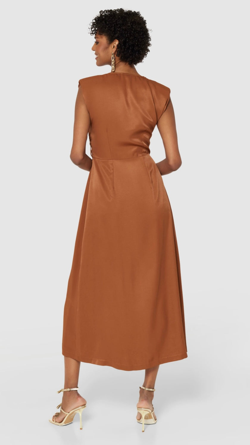 CLOSET LONDON BROWN MIDI A-LINE DRESS – L's Boutique Magherafelt