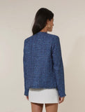 Blue Straight Cut Tweed Blazer