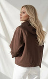 Short hooded Chocolate Brown Trench Jacket