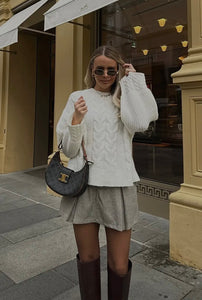 Cream Cable Knit Cuff Jumper