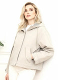 Short hooded Beige Trench Jacket