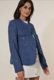 Blue Straight Cut Tweed Blazer