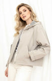 Short hooded Beige Trench Jacket