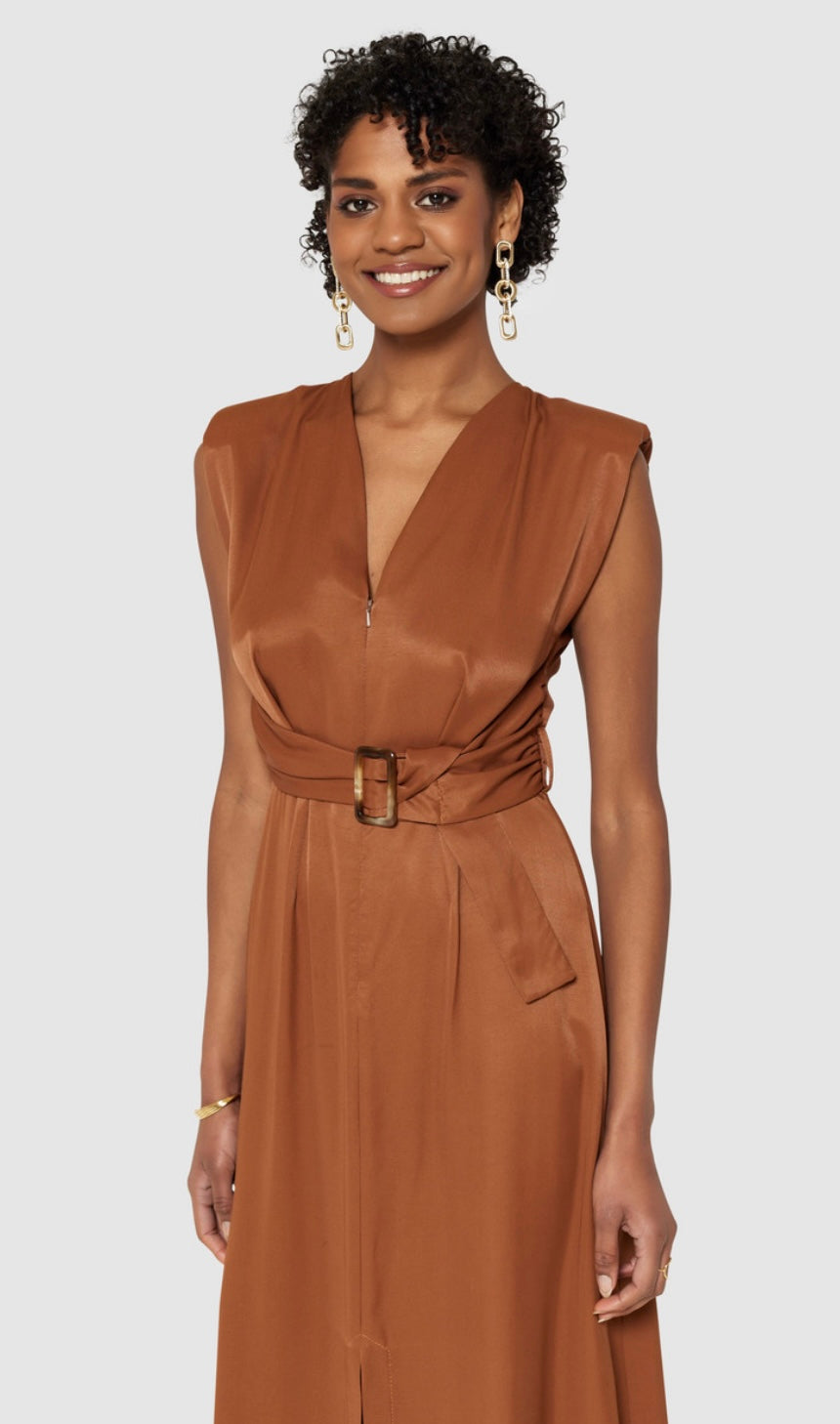 knee length dresses for ladies CLOSET LONDON BROWN MIDI A-LINE DRESS – L's Boutique Magherafelt