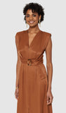 CLOSET LONDON BROWN MIDI A-LINE DRESS