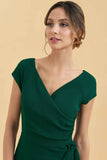 Forest Green Hourglass Faux Wrap  Pencil Dress
