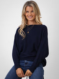 KATE & PIPPA ELBA PEARL DETAIL KNIT JUMPER IN NAVY