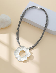 Flower Silver Statement Necklace