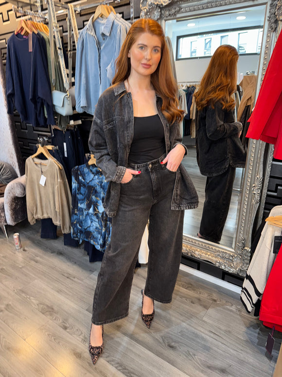 Black stonewash shacket