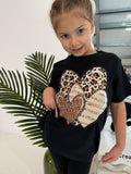 Black leopard heart T-Shirt