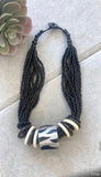 Zebra Beaded Statement Necklace