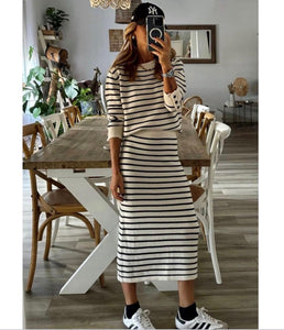 Stripe Knit Jumper & Skirt