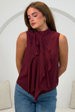 Faye Ruffle Sleeveless Top Wine
