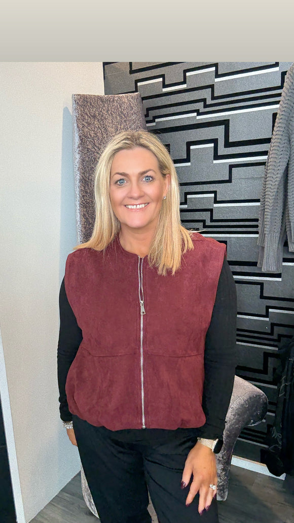 Burgundy Suede Waistcoat