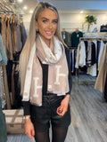 CREAM/BEIGE REVERSIBLE H SCARF