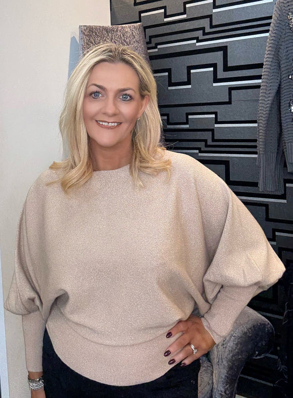 FLYGIRL Gold batwing Soft Knit Jumper