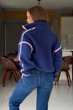 Lulu Contrast Binding 1/4 Zip Fleece Navy