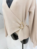 Beige Knitted Wrap Top