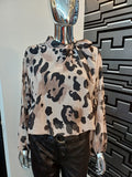 Leopard Print Blouse Beige