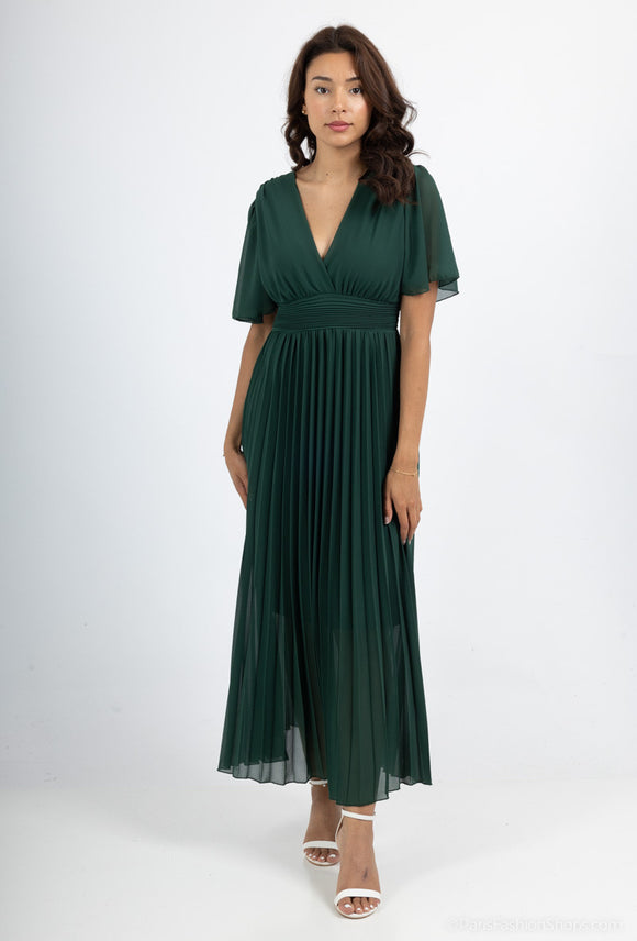 Green Pleated Dress