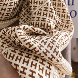 Designer inspired H print cotton scarf in Beige