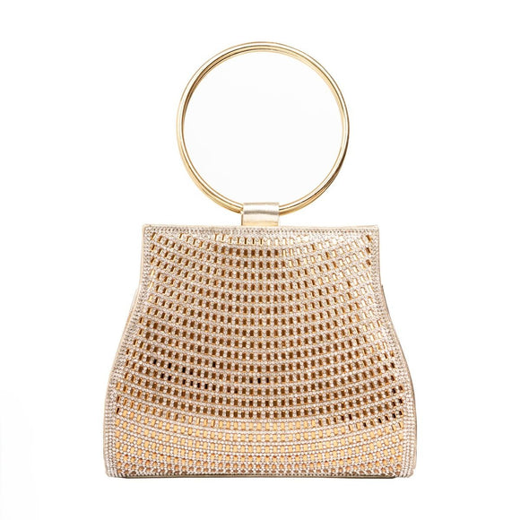 Glamour Evening Clutch with Circular Handle in Gold