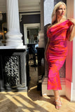 MERCURY MIDI DRESS IN ORANGE & FUCHSIA