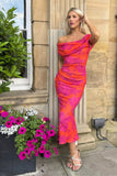 MERCURY MIDI DRESS IN ORANGE & FUCHSIA