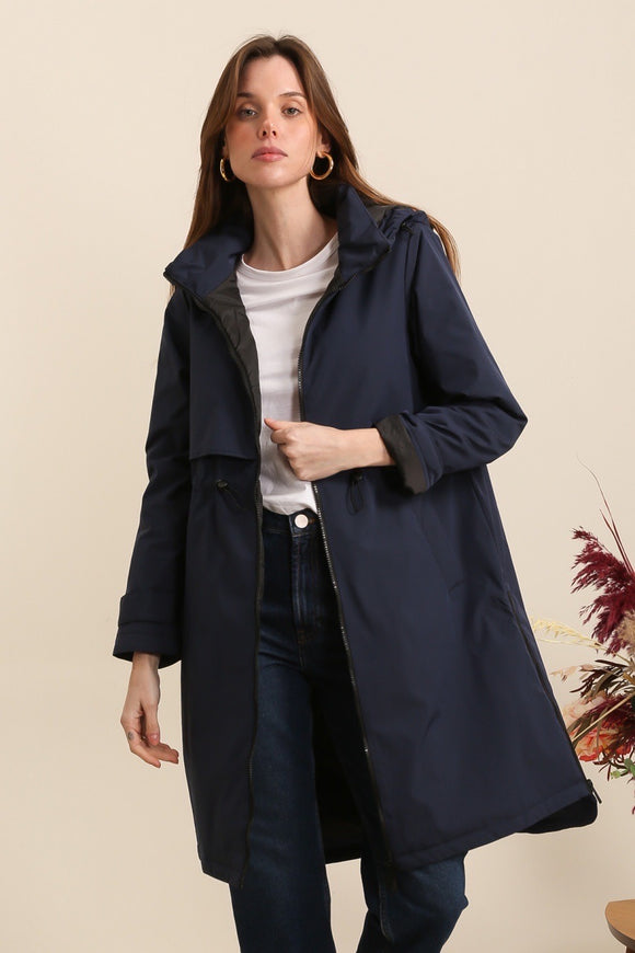 Navy Waterproof Trench Coat