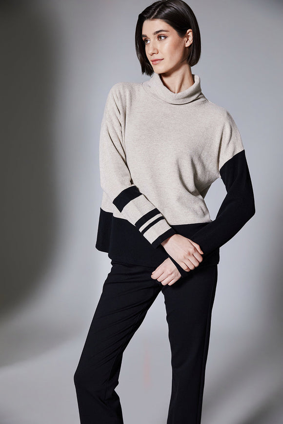 Stripe Colour Block Fleece Jumper