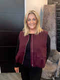 Burgundy Sleevless Zip Jacket